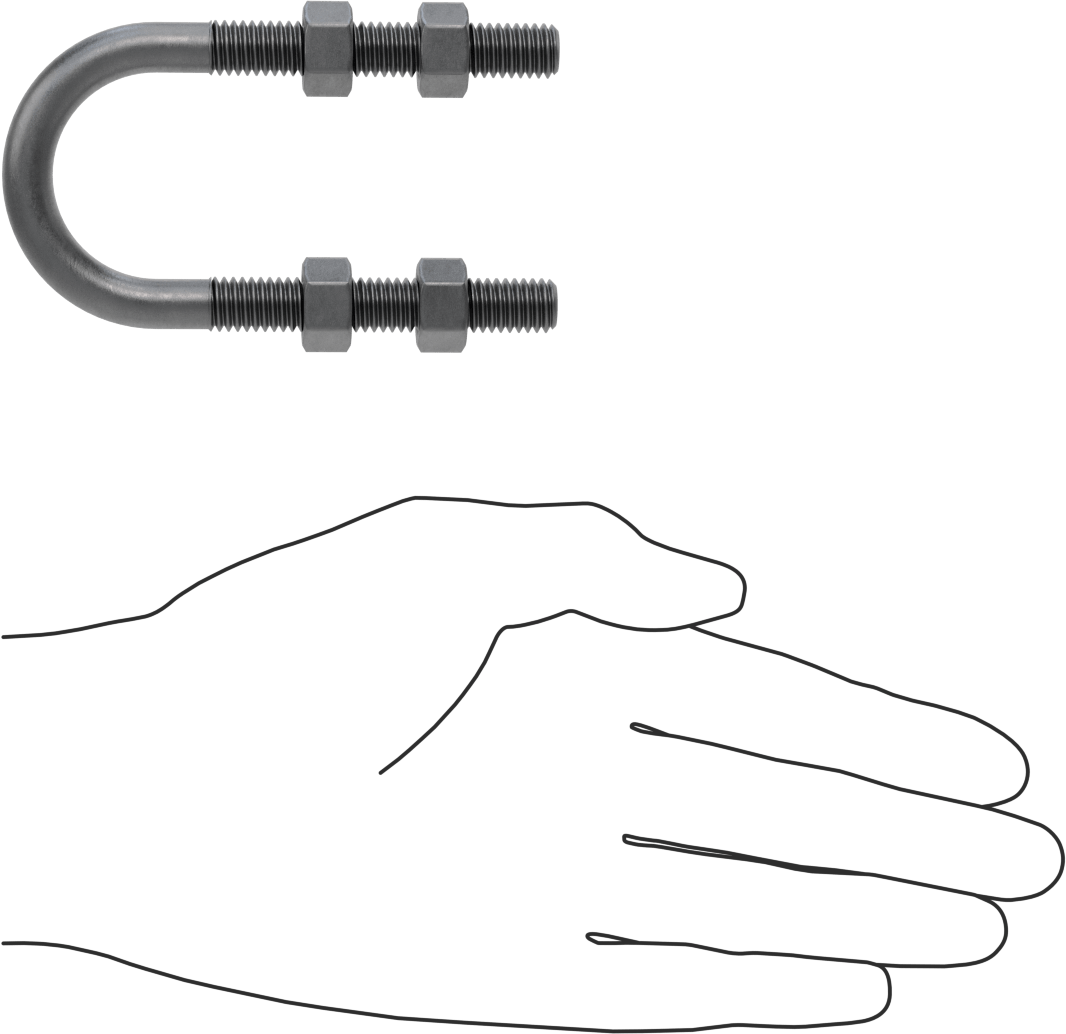 Çelik U-Cıvata, 3/8"-16 Diş Boyutu, 1-3/8" ID