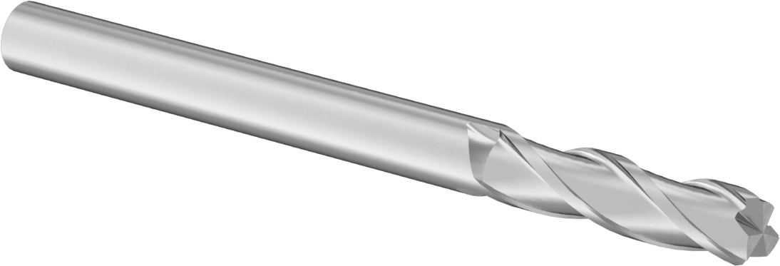 Kaplamasız Karbür Kare 3 Kanallı Uçlu Freze, 1/8" Freze Çapı, 1-1/2" Toplam Uzunluk