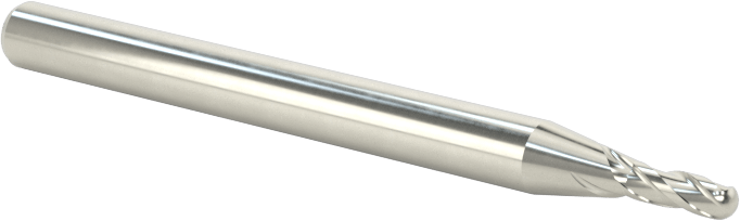 Kaplamasız Karbür Küresel Uçlu Freze, Minyatür, 3 Yiv, 1/16" Freze Çapı, 1-1/2" Toplam Uzunluk