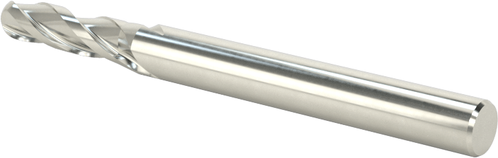 Kaplamasız Karbür Küresel Uçlu Freze, 3 Yiv, 5/32" Freze Çapı, 2" Toplam Uzunluk