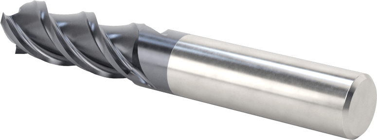 Paslanmaz Çelik ve Titanyum için Karbür Kare Freze Ucu, TiAlN Kaplamalı, 3/8" Freze Çapı, 1" Kesme Uzunluğu