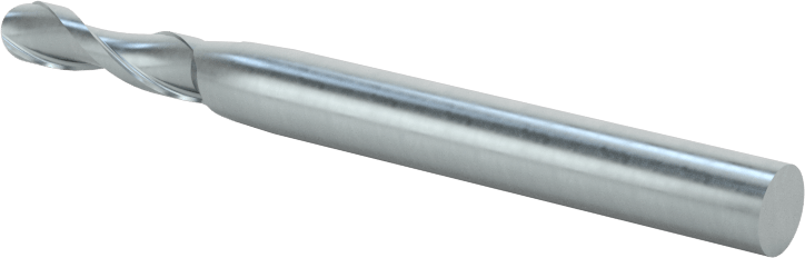 Karbür Küresel Uçlu Freze, TiAlN Kaplamalı, 2 Yiv, 9/64" Freze Çapı, 2" Toplam Uzunluk