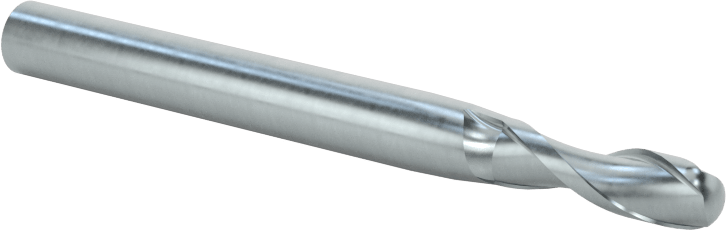Karbür Küresel Uçlu Freze, TiN Kaplamalı, 2 Yiv, 5/32" Freze Çapı, 2" Toplam Uzunluk
