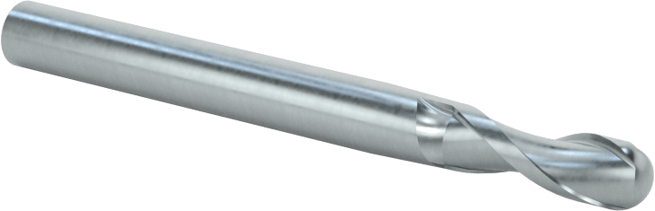 Karbür Küresel Uçlu Freze, TiN Kaplamalı, 2 Yiv, 11/64" Freze Çapı, 2" Toplam Uzunluk
