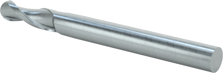 Karbür Küresel Uçlu Freze, TiCN Kaplamalı, 2 Yiv, 11/64" Freze Çapı, 2" Toplam Uzunluk