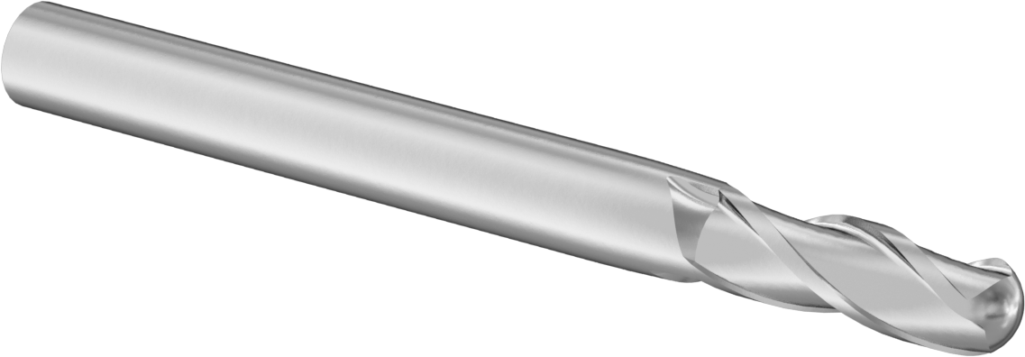 Karbür Küresel Uçlu Freze, TiN Kaplamalı, 3 Yiv, 11/64" Freze Çapı, 2" Toplam Uzunluk