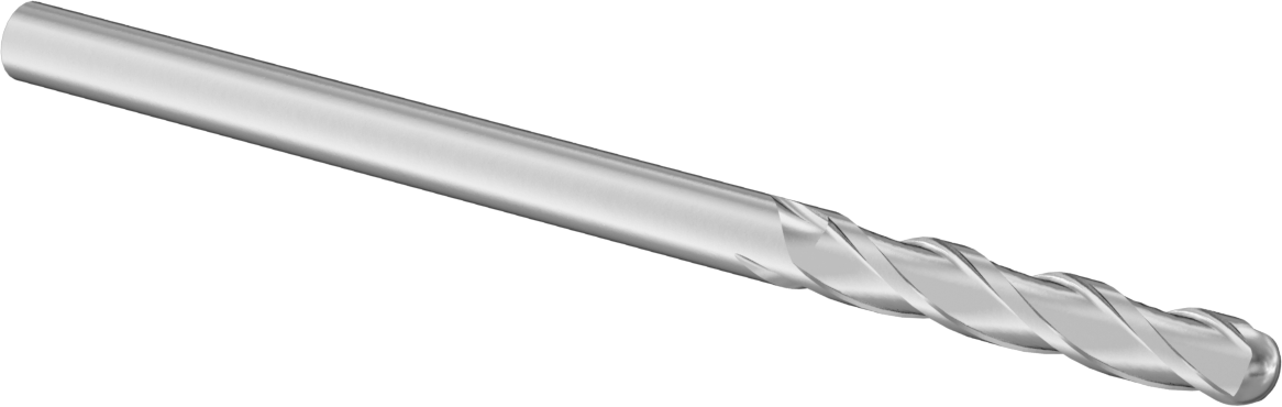 Karbür Küresel Uçlu Freze, TiN Kaplamalı, 3 Yiv, 1/8" Freze Çapı, 2-1/4" Toplam Uzunluk