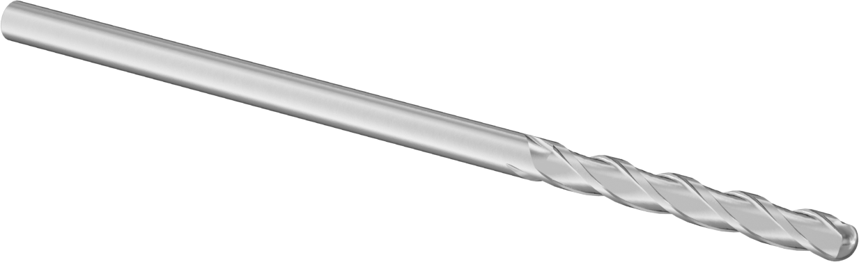 Karbür Küresel Uçlu Freze, TiAlN Kaplamalı, 3 Yiv, 1/8" Freze Çapı, 3" Toplam Uzunluk