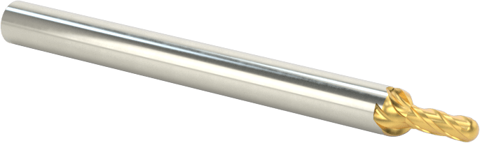 Karbür Küresel Uçlu Freze, Minyatür, TiN Kaplamalı, 4 Kanallı, 1/16" Freze Çapı