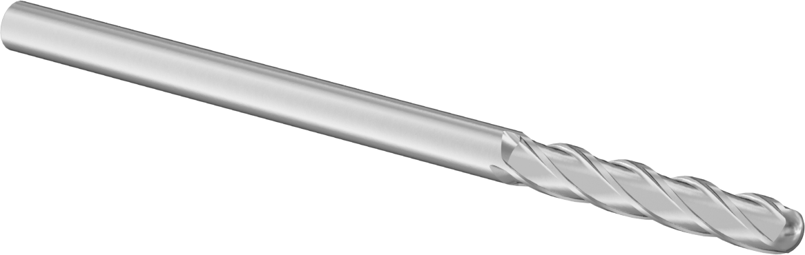 Karbür Küresel Uçlu Freze, TiAlN Kaplamalı, 4 Kanallı, 1/8" Freze Çapı, 2-1/4" Toplam Uzunluk