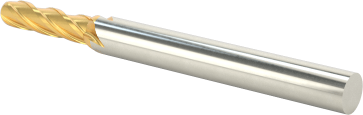 Karbür Küresel Uçlu Freze, TiN Kaplamalı, 4 Kanallı, 9/64" Freze Çapı, 2" Toplam Uzunluk