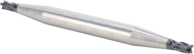 İki Freze Uçlu Karbür Kare Uçlu Freze, TiAlN Kaplamalı, 4 Kanallı, 1/16" Freze Çapı, 1-1/2" Toplam Uzunluk