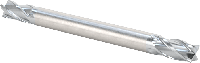 İki Freze Uçlu Karbür Kare Uçlu Freze, TiCN Kaplamalı, 4 Kanallı, 1/8" Freze Çapı, 1-1/2" Toplam Uzunluk