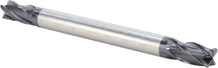 İki Freze Uçlu Karbür Kare Uçlu Freze, TiAlN Kaplamalı, 4 Kanallı, 1/8" Freze Çapı, 1-1/2" Toplam Uzunluk