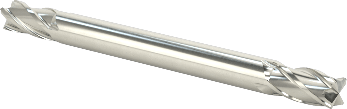 İki Freze Uçlu Karbür Kare Uçlu Freze, Kaplamasız, 4 Kanallı, 1/8" Freze Çapı, 1-1/2" Toplam Uzunluk