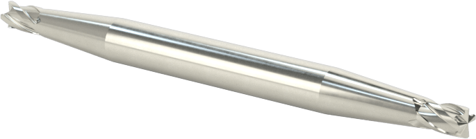 İki Freze Uçlu Karbür Kare Uçlu Freze, Kaplamasız, 4 Kanallı, 5/64" Freze Çapı, 1-1/2" Toplam Uzunluk