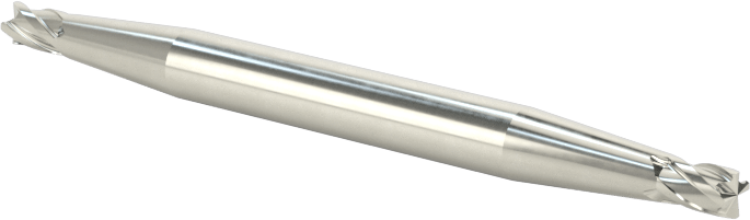 İki Freze Uçlu Karbür Kare Uçlu Freze, Kaplamasız, 4 Kanallı, 5/64" Freze Çapı, 1-1/2" Toplam Uzunluk