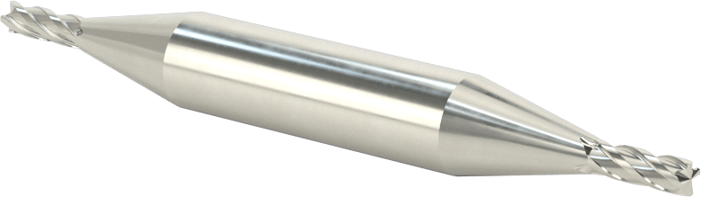 İki Freze Uçlu Karbür Kare Uçlu Freze, Kaplamasız, 4 Kanallı, 1/8" Freze Çapı, 3-1/16" Toplam Uzunluk