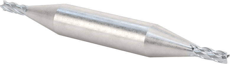 İki Freze Uçlu Karbür Kare Uçlu Freze, TiCN Kaplamalı, 4 Kanallı, 1/8" Freze Çapı, 3-1/16" Toplam Uzunluk