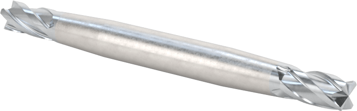 İki Freze Uçlu Karbür Kare Uçlu Freze, TiCN Kaplamalı, 4 Kanallı, 5/32" Freze Çapı, 2" Toplam Uzunluk
