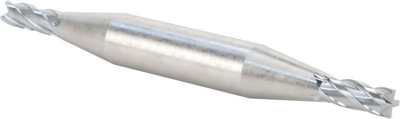 İki Freze Uçlu Karbür Kare Uçlu Freze, TiCN Kaplamalı, 4 Kanallı, 3/16" Freze Çapı, 3-1/4" Toplam Uzunluk