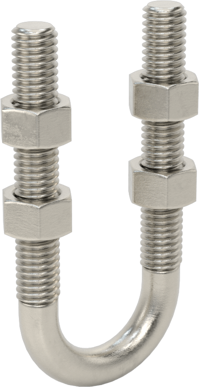 304 Paslanmaz Çelik U Cıvata, 3/8"-16 Diş Boyutu, 15/16" ID
