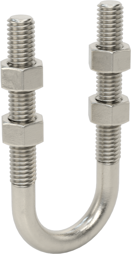 304 Paslanmaz Çelik U Cıvata, 3/8"-16 Diş Boyutu, 1-1/8" ID