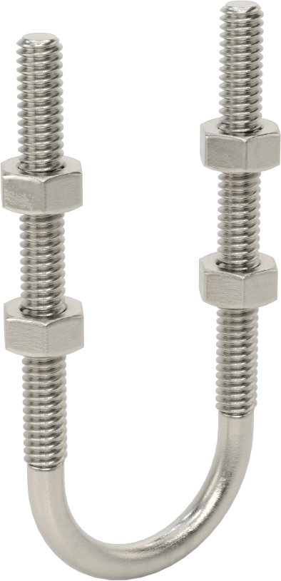 304 Paslanmaz Çelik U Cıvata, 1/4"-20 Diş Boyutu, 1-1/8" ID, 3-3/16" Yükseklik