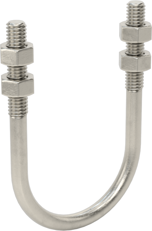 304 Paslanmaz Çelik U Cıvata, 5/16"-18 Diş Boyutu, 2" ID, 3-1/2" Yükseklik