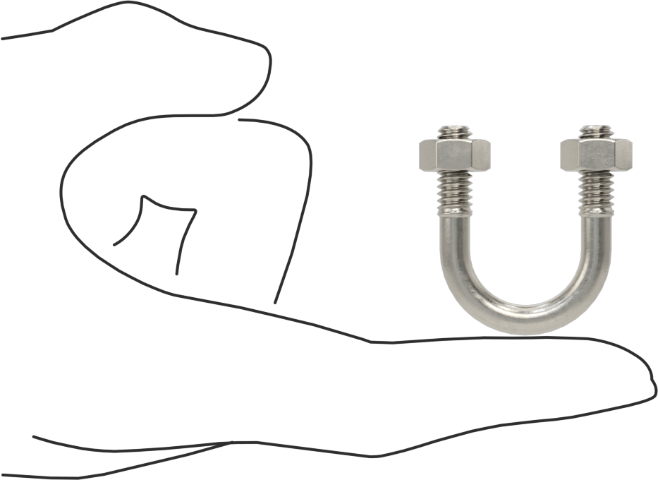 304 Paslanmaz Çelik U Cıvata, 1/4"-20 Diş Boyutu, 3/4" ID, 1-1/4" Yükseklik