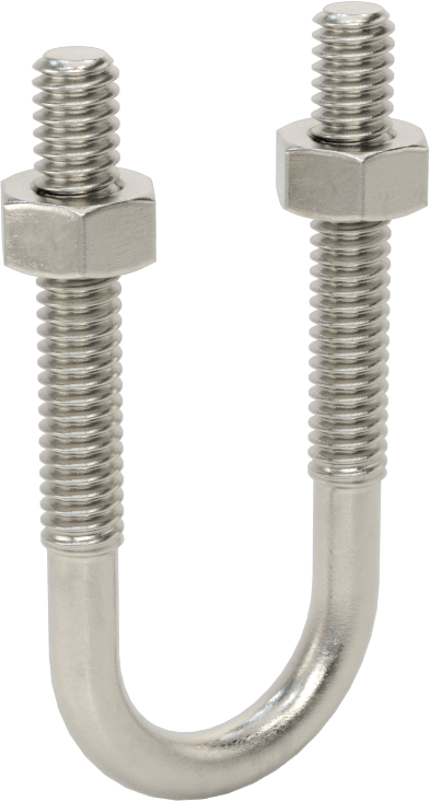 304 Paslanmaz Çelik U Cıvata, 1/4"-20 Diş Boyutu, 3/4" ID, 2-1/4" Yükseklik