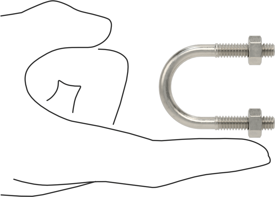 304 Paslanmaz Çelik U Cıvata, 1/4"-20 Diş Boyutu, 1" ID
