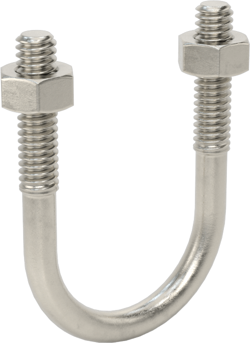 304 Paslanmaz Çelik U Cıvata, 1/4"-20 Diş Boyutu, 1-1/8" ID, 2" Yükseklik