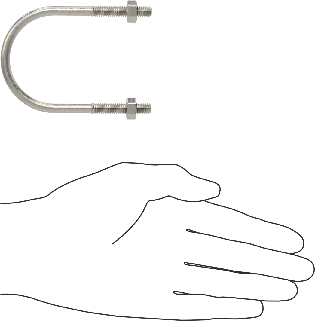 304 Paslanmaz Çelik U Cıvata, 1/4"-20 Diş Boyutu, 2" ID