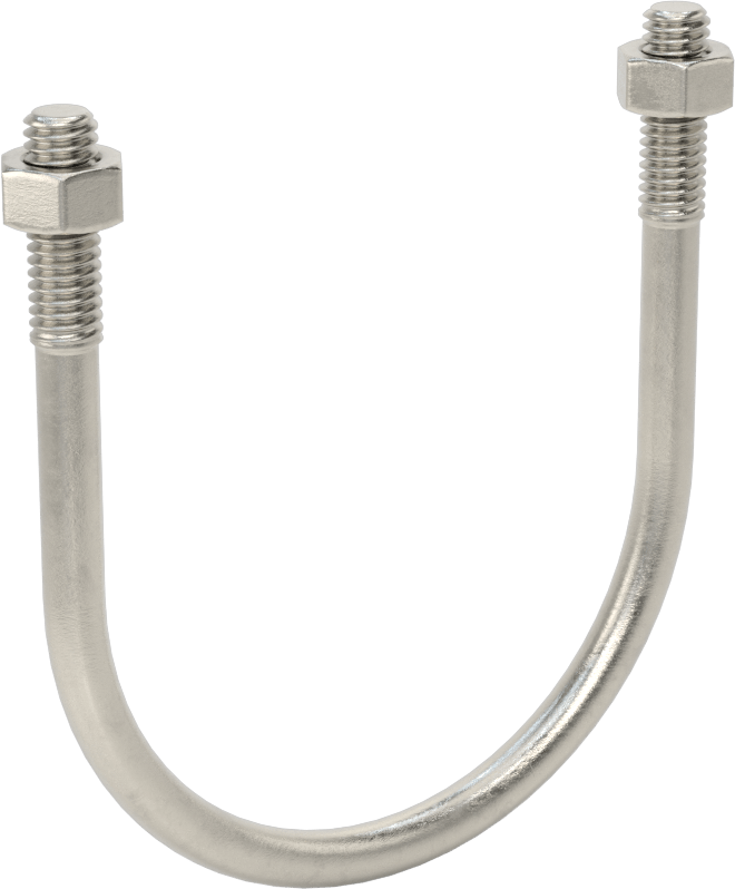 304 Paslanmaz Çelik U Cıvata, 5/16"-18 Diş Boyutu, 3" ID