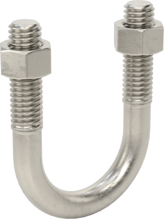 304 Paslanmaz Çelik U Cıvata, 3/8"-16 Diş Boyutu, 1-1/4" ID