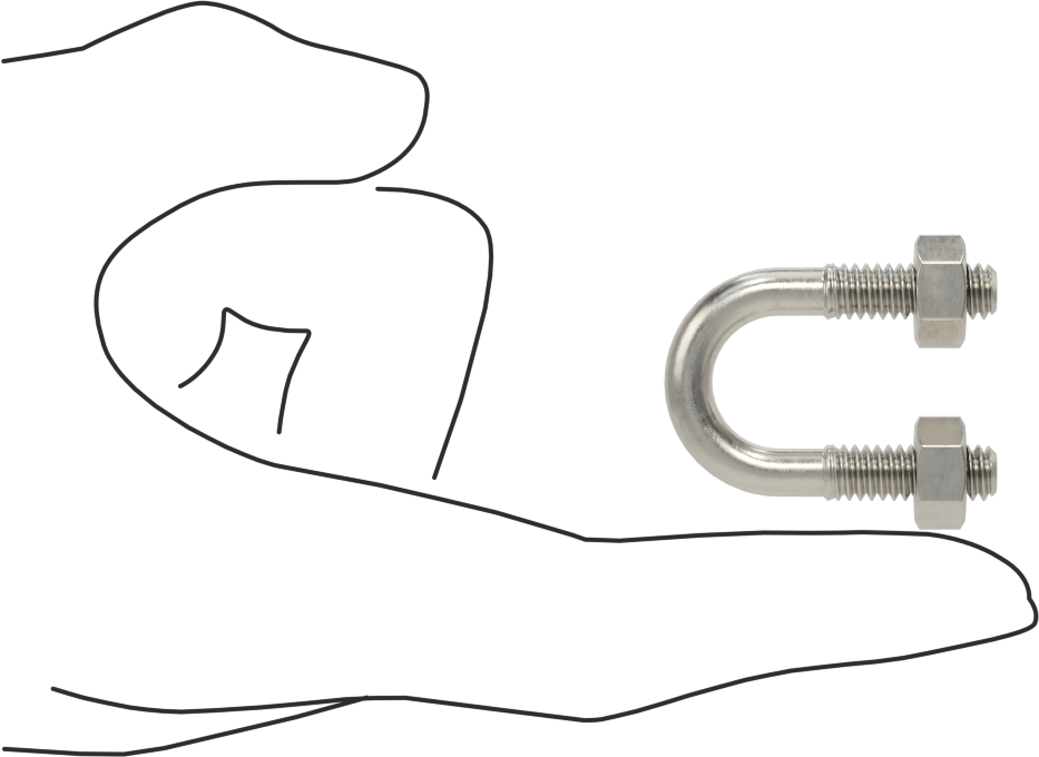 304 Paslanmaz Çelik U Cıvata, 1/4"-20 Diş Boyutu, 9/16" ID