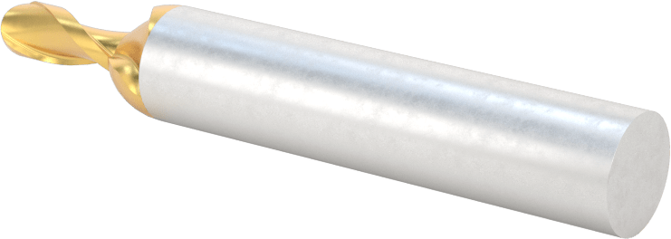 TiN Kaplamalı Yüksek Hızlı Çelik Küresel Uçlu Freze, 3/16" Freze Çapı, 2-3/8" Toplam Uzunluk