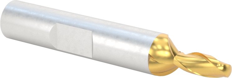 TiN Kaplamalı Yüksek Hızlı Çelik Küresel Uçlu Freze, 3/16" Freze Çapı, 2-3/8" Toplam Uzunluk