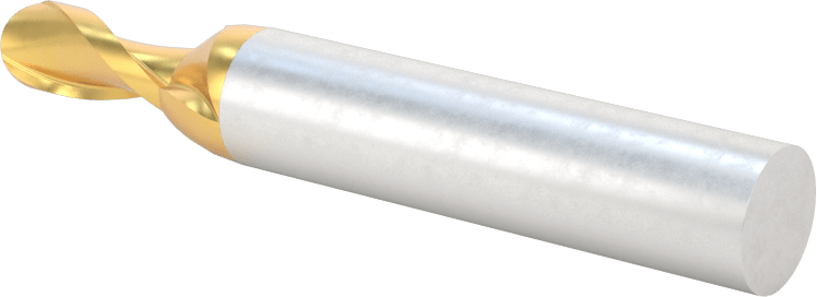 TiN Kaplamalı Yüksek Hızlı Çelik Küresel Uçlu Freze, 1/4" Freze Çapı, 2-7/16" Toplam Uzunluk