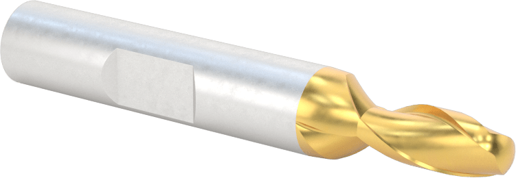 TiN Kaplamalı Yüksek Hızlı Çelik Küresel Uçlu Freze, 1/4" Freze Çapı, 2-7/16" Toplam Uzunluk