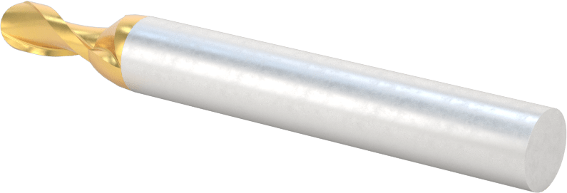 TiN Kaplamalı Yüksek Hızlı Çelik Küresel Uçlu Freze, 1/4" Freze Çapı, 3-1/16" Toplam Uzunluk