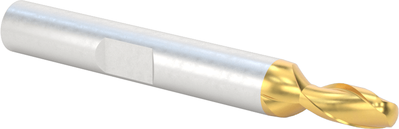 TiN Kaplamalı Yüksek Hızlı Çelik Küresel Uçlu Freze, 1/4" Freze Çapı, 3-1/16" Toplam Uzunluk