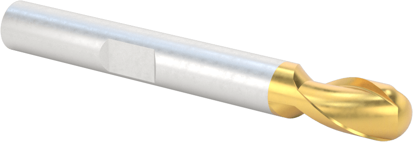 TiN Kaplamalı Yüksek Hızlı Çelik Küresel Uçlu Freze, 3/8" Freze Çapı, 3-5/16" Toplam Uzunluk