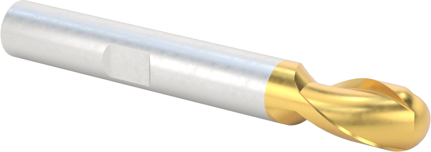TiN Kaplamalı Yüksek Hızlı Çelik Küresel Uçlu Freze, 1/2" Freze Çapı, 4" Toplam Uzunluk