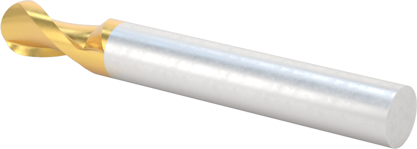 TiN Kaplamalı Yüksek Hızlı Çelik Küresel Uçlu Freze, 1/2" Freze Çapı, 4" Toplam Uzunluk