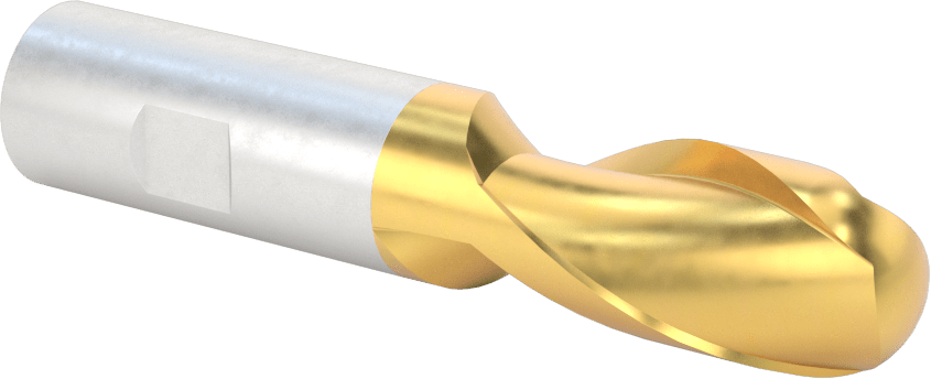 TiN Kaplamalı Yüksek Hızlı Çelik Küresel Uçlu Freze, 3/4" Freze Çapı, 3-7/8" Toplam Uzunluk