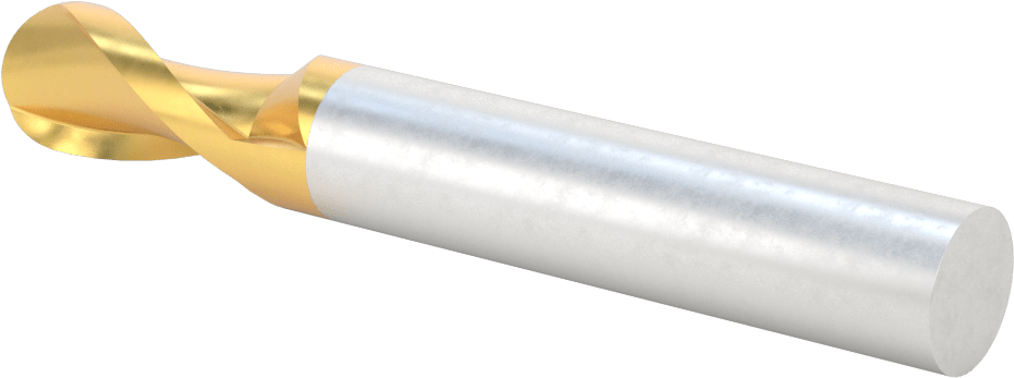 TiN Kaplamalı Yüksek Hızlı Çelik Küresel Uçlu Freze, 3/4" Freze Çapı, 5-3/8" Toplam Uzunluk