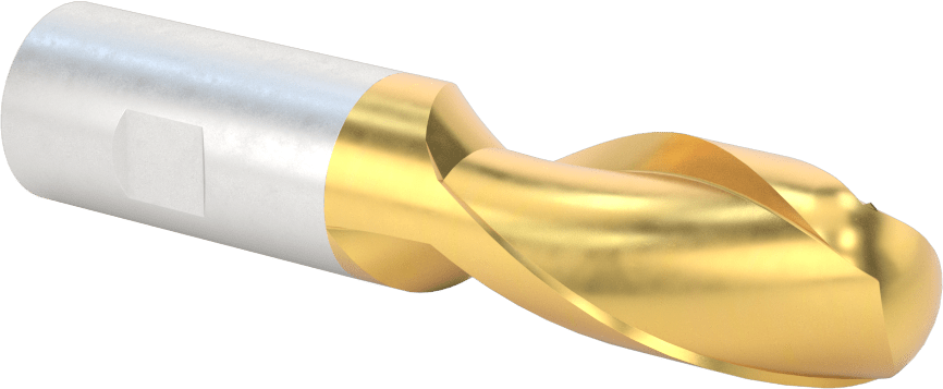 TiN Kaplamalı Yüksek Hızlı Çelik Küresel Uçlu Freze, 7/8" Freze Çapı, 4-1/4" Toplam Uzunluk