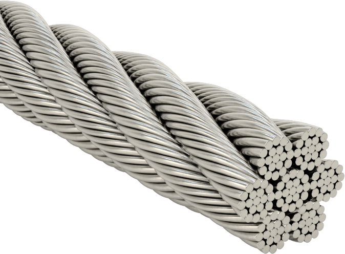 Yüksek Korozyon Dirençli 316 Paslanmaz Çelik Tel Halat, Ekstra Esnek, 7 x 19, 1/4" Çap